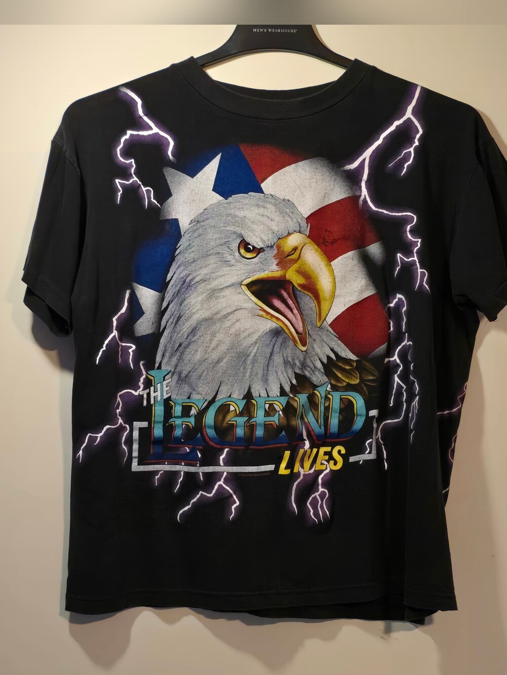 Vintage 'The Legend Lives' Eagle Graphic Tee Lightning Bokts XL AMERUCAN THUNDER